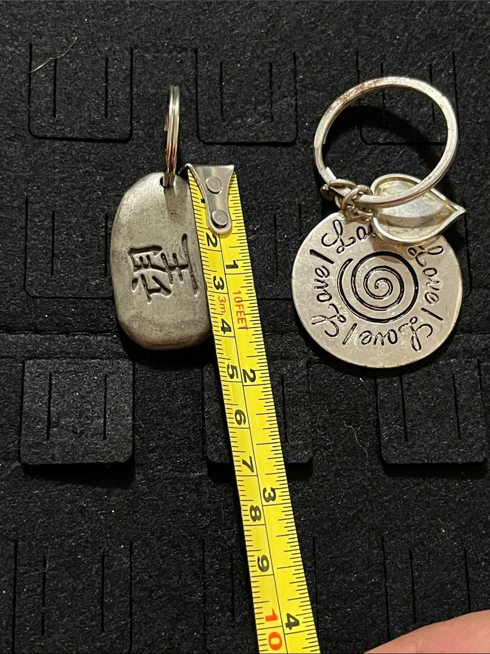 Vintage Silver Tone Spiral 'Love' Pendant Key & Heart Charm